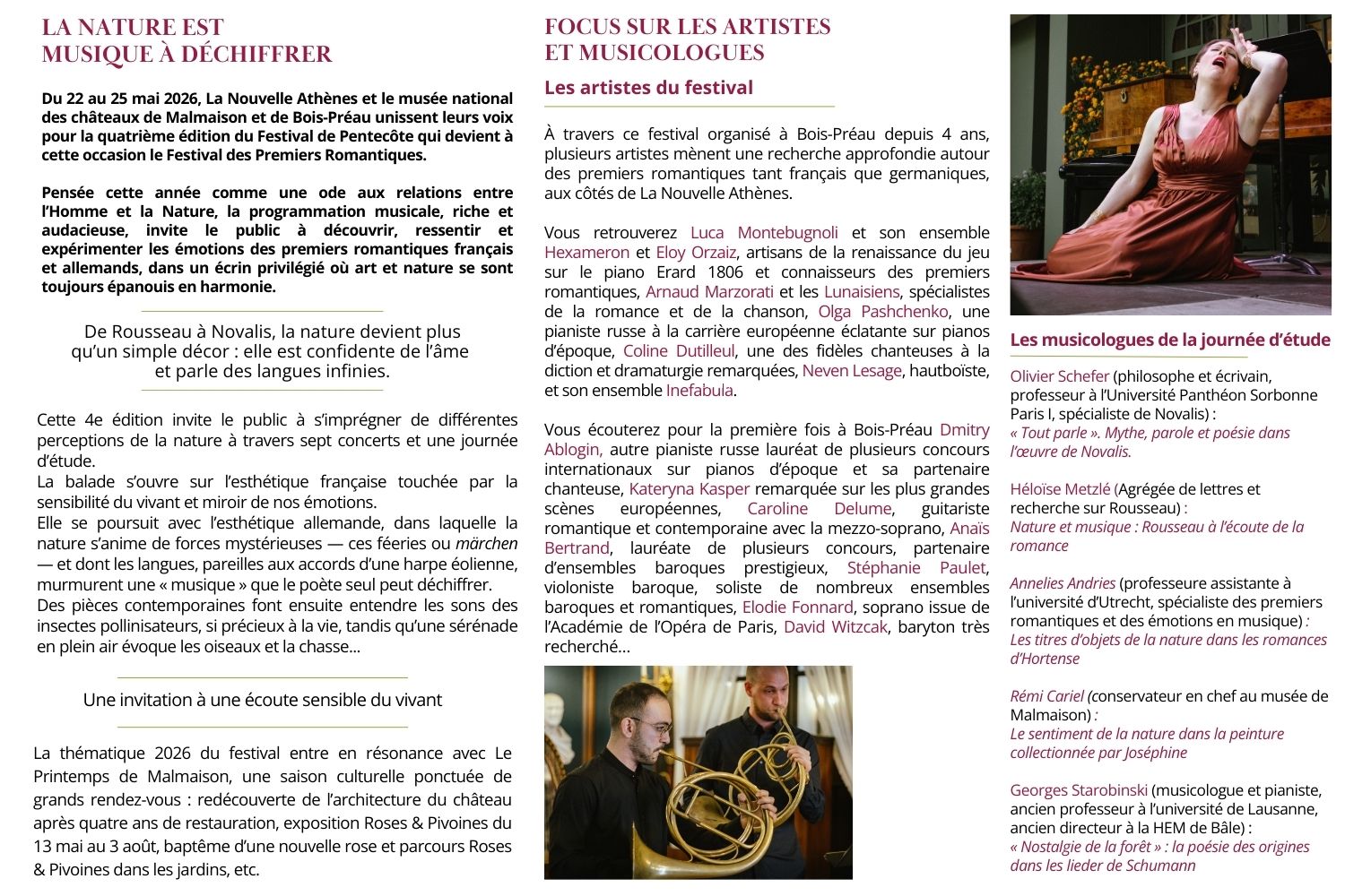 4e festival Les Premiers Romantiques et la nature